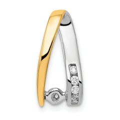 14k Two-tone Peg-Set AAA Diamond Semi-Mount Slide Fits up to 2mm Regular/6mm Fancy or Reversible Omega