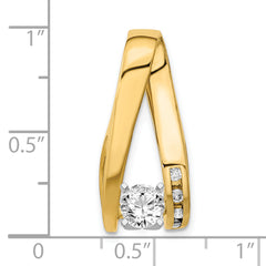 14k Two-tone Peg-Set AAA Diamond Semi-Mount Slide Fits up to 6mm Regular/8mm Fancy or Reversible Omega