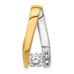 14k Two-tone Peg-Set AAA Diamond Semi-Mount Slide Fits up to 6mm Regular/8mm Fancy or Reversible Omega