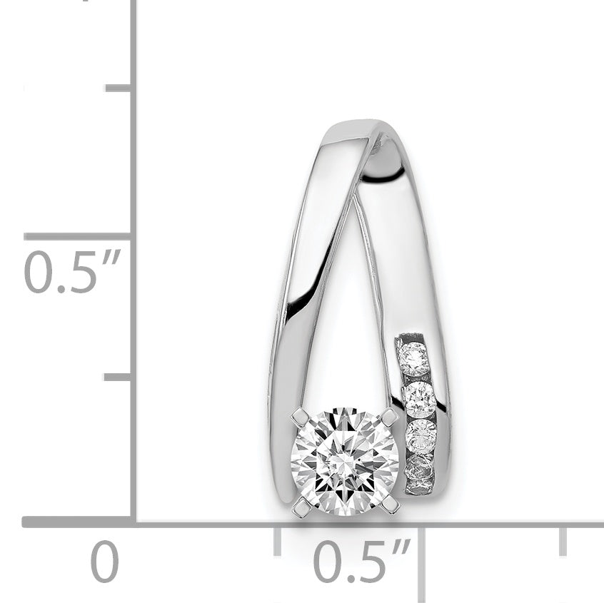 14k White Gold Peg-Set AAA Diamond Semi-Mount Slide Fits up to 2mm Regular/6mm Fancy or Reversible Omega