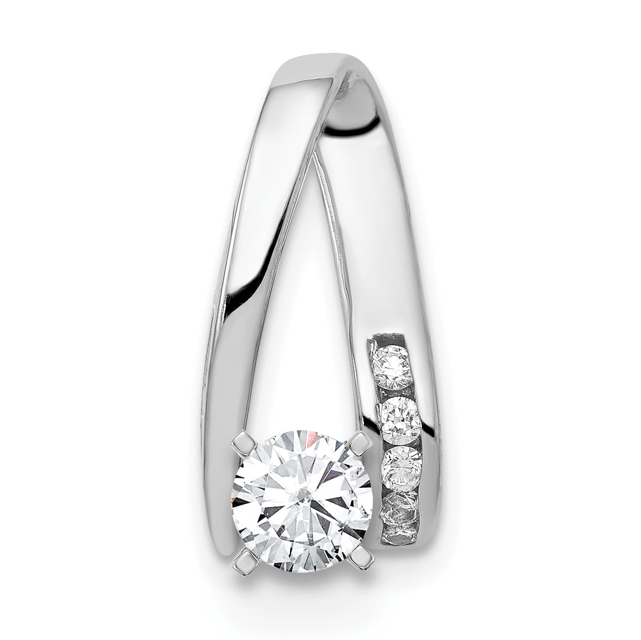 14k White Gold Peg-Set AA Diamond Semi-Mount Slide Fits up to 2mm Regular/6mm Fancy or Reversible Omega