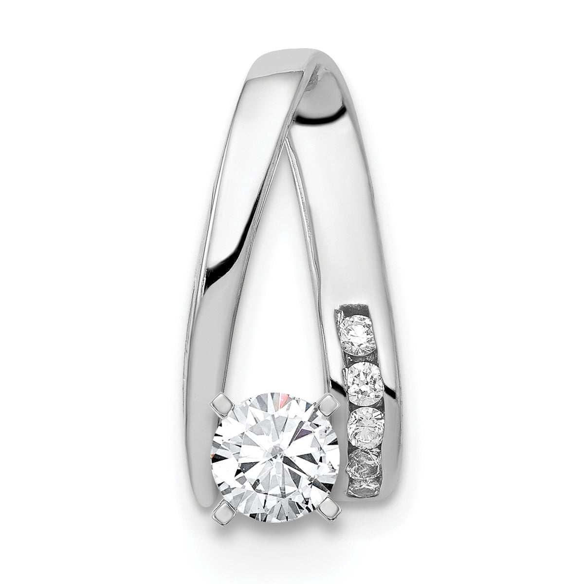 14k White Gold Peg-Set AA Diamond Semi-Mount Slide Fits up to 2mm Regular/6mm Fancy or Reversible Omega