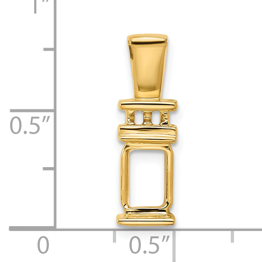 14k Fits 2mm Omega/4mm Fancy or Reversible 8x6mm Emerald-cut Slide Mounting (No Stone Included)
