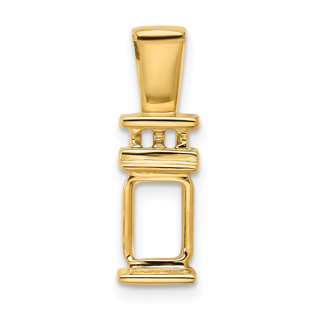 14k Fits 2mm Omega/4mm Fancy or Reversible 8x6mm Emerald-cut Slide Mounting (No Stone Included)
