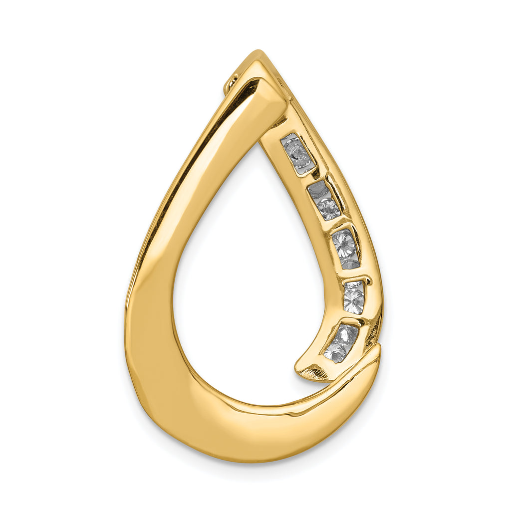 14k Two-Tone Complete 3/8 carat AA Diamond Teardrop Slide Fits up to 8mm Regular/10mm Fancy or Reversible Omega