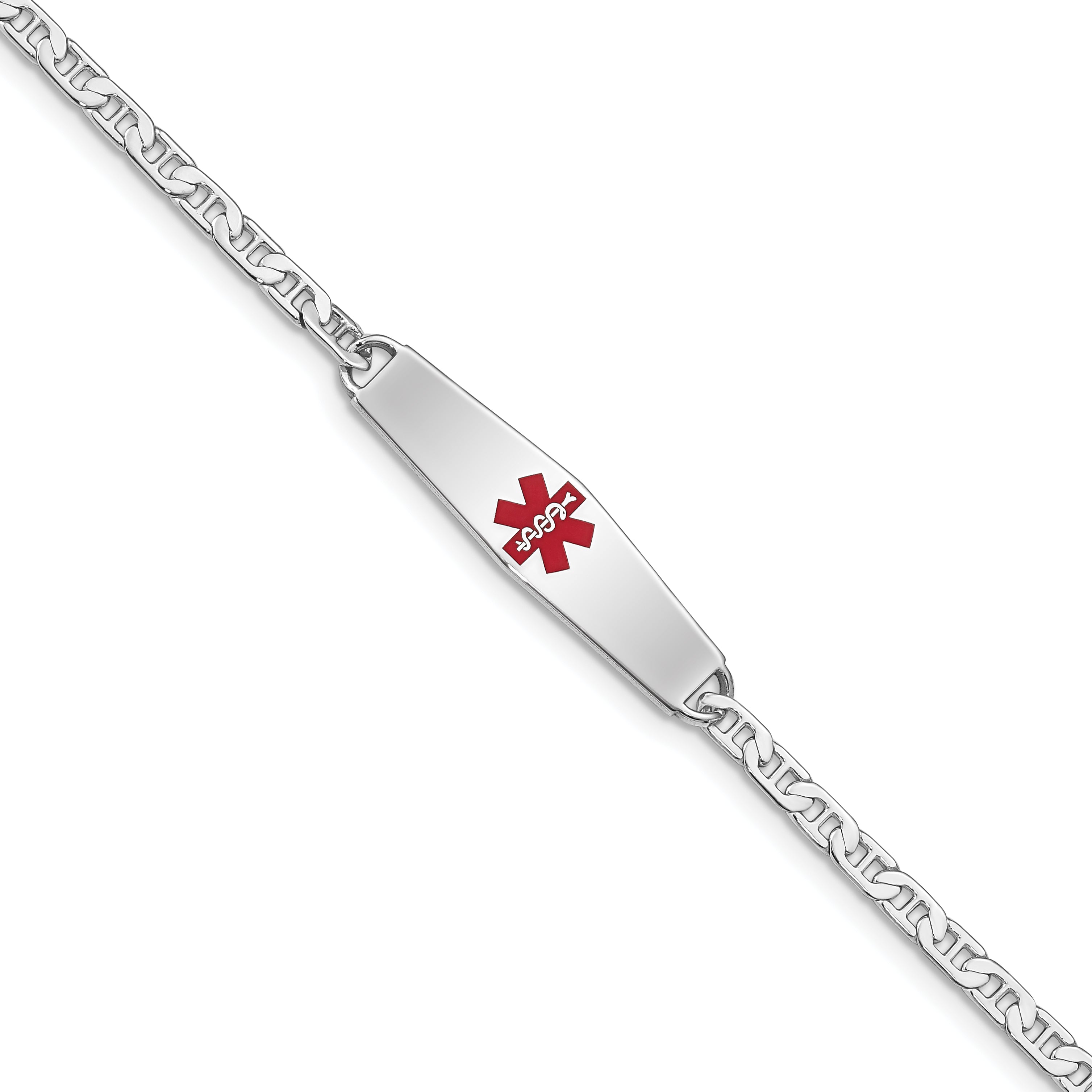 Women's Sterling Silver Rhodium-Plated Anchor Medical ID Bracelet 3mm Main image