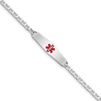 Women's Sterling Silver Rhodium-Plated Anchor Medical ID Bracelet 3mm