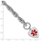 Sterling Silver Rhodium-Plated Cable Medical ID Bracelet 8mm