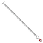 Sterling Silver Rhodium-platedodium Engraveable Enamel Hexagon Medical ID Bracelet