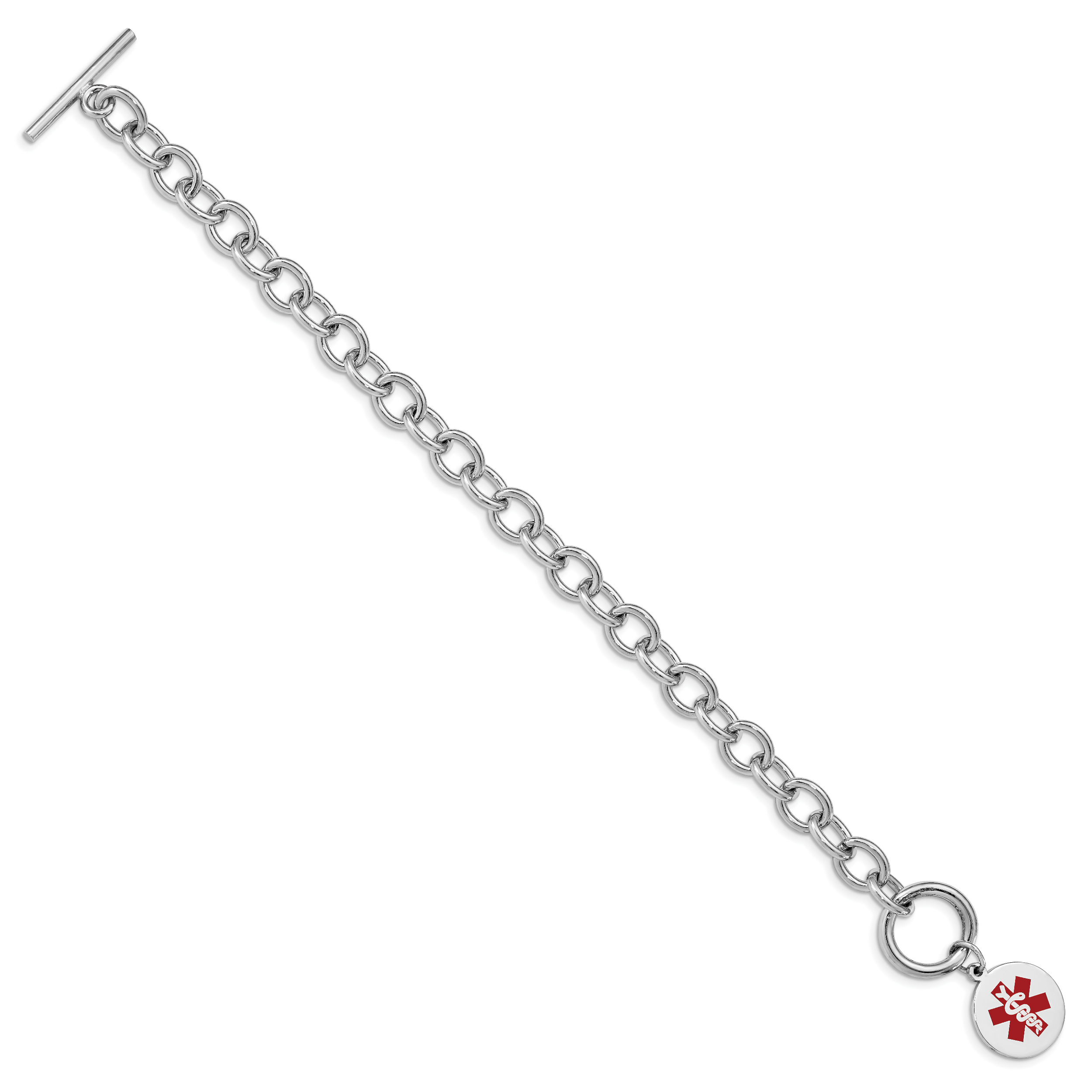 Sterling Silver Rhodium-Plated Cable Medical ID Bracelet 8mm Secondary image