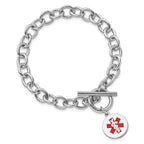 Sterling Silver Rhodium-platedodium Engraveable Enamel Disc Medical ID Bracelet