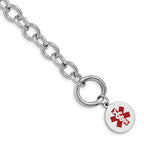 Sterling Silver Rhodium-platedodium Engraveable Enamel Disc Medical ID Bracelet