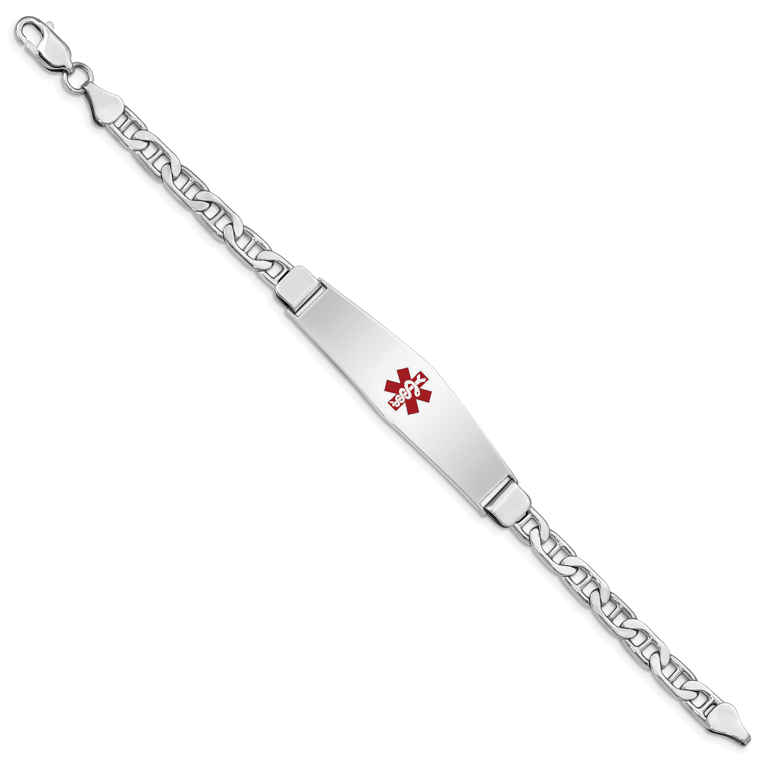 Sterling Silver Rhodium-plated Medical ID Anchor Link Bracelet Secondary image