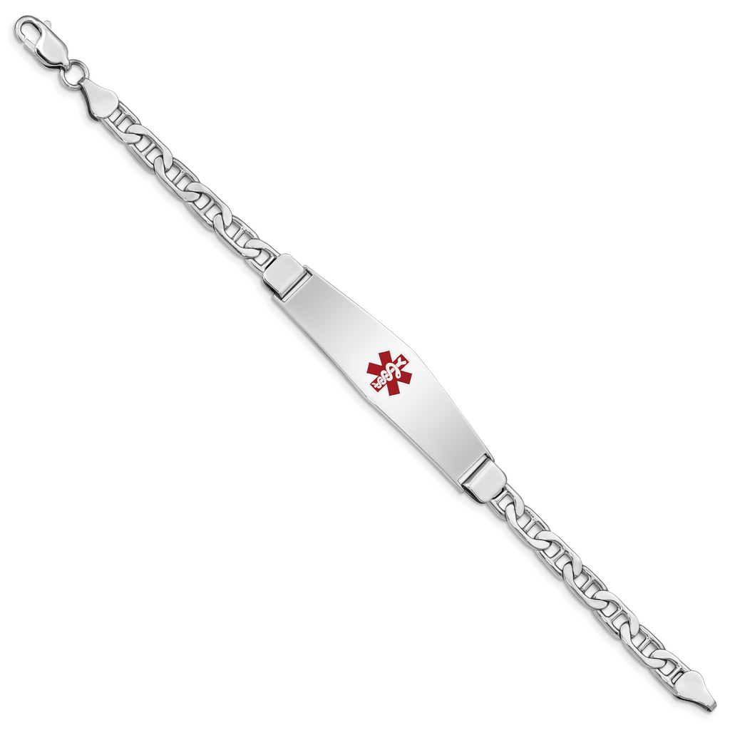 Sterling Silver Rhodium-plated Medical ID Anchor Link Bracelet