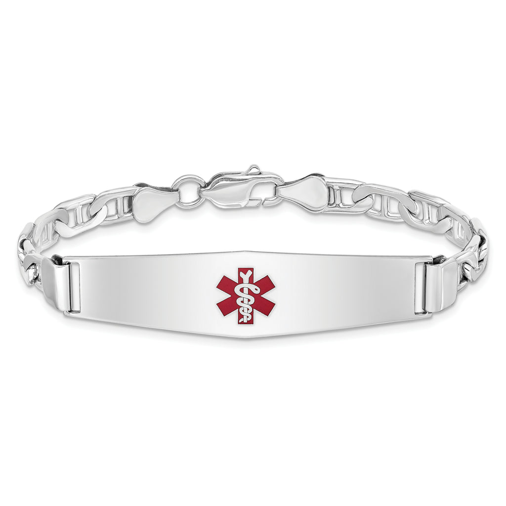 Women's Sterling Silver Rhodium-Plated Anchor Medical ID Bracelet 5mm
