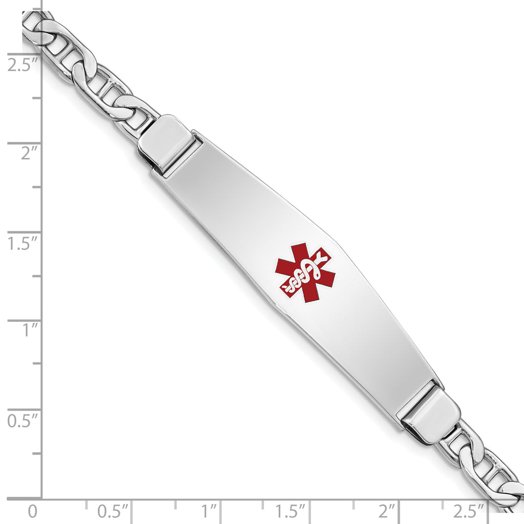 Women's Sterling Silver Rhodium-Plated Anchor Medical ID Bracelet 5mm