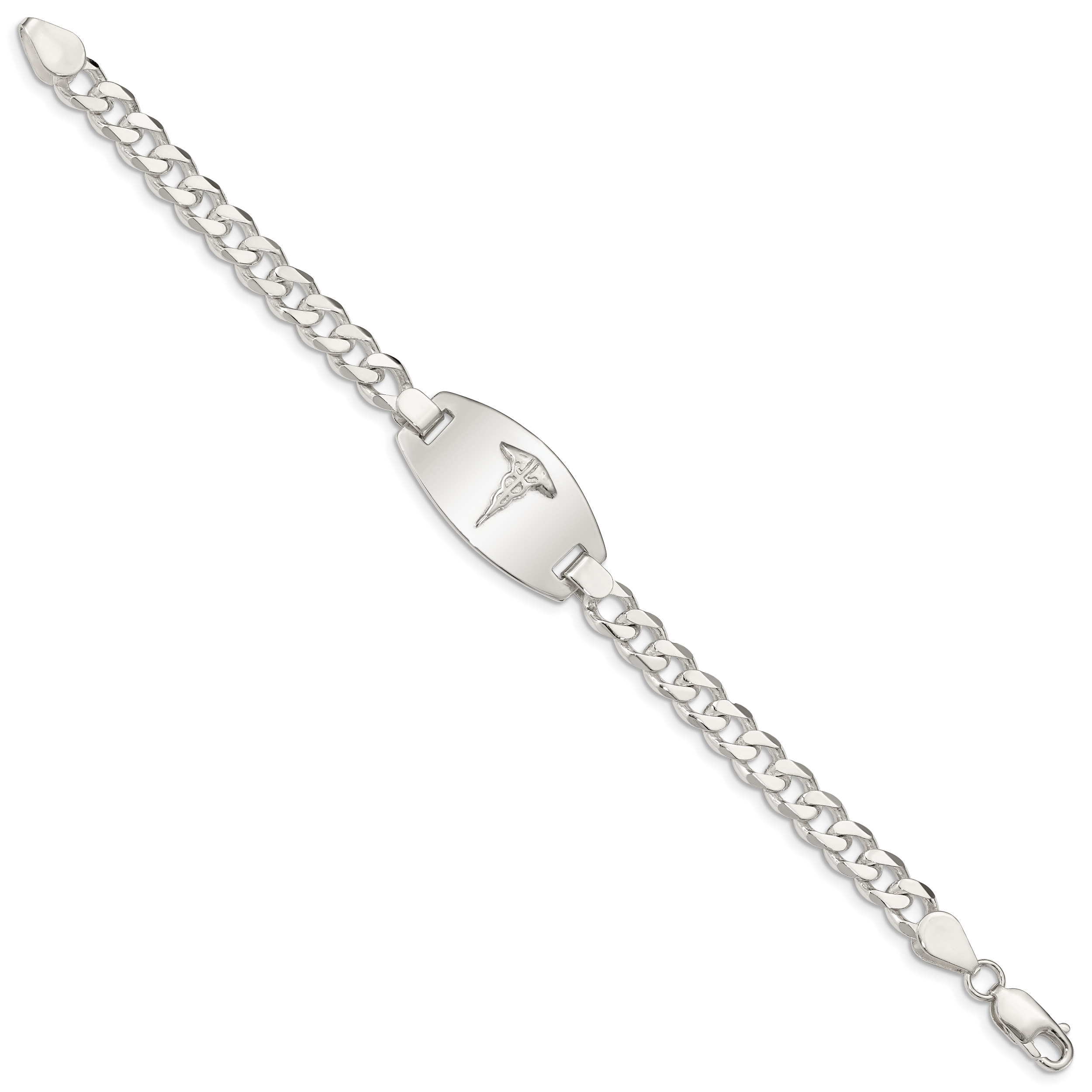 Sterling Silver Medical Jewelry Curb Link Bracelet Secondary image