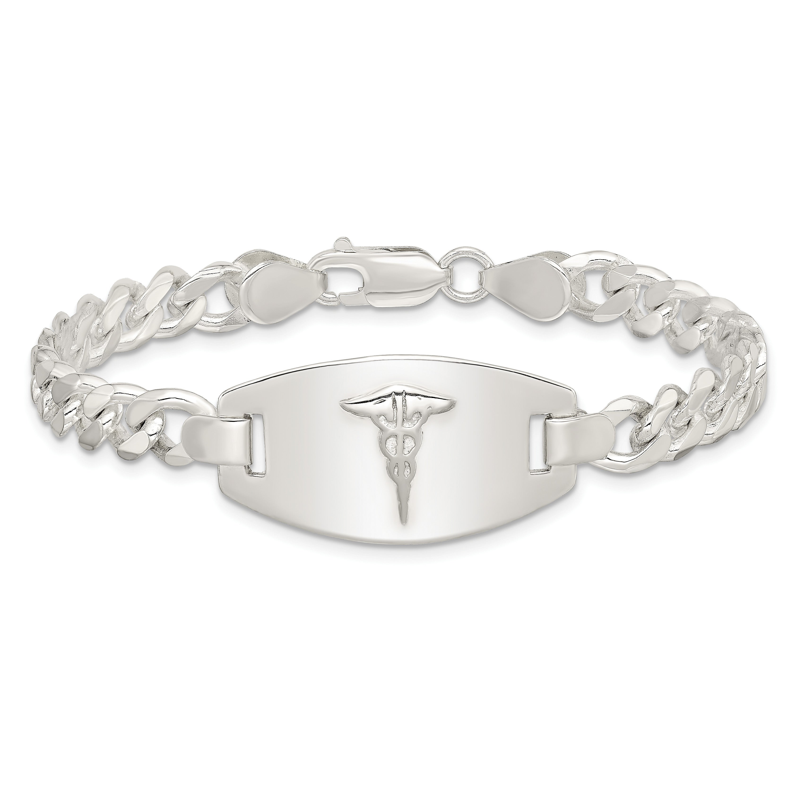 Women's Sterling Silver Curb Medical ID Bracelet 7mm