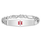 Women's Sterling Silver Rhodium-Plated Figaro Medical ID Bracelet 7mm