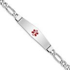 Women's Sterling Silver Rhodium-Plated Figaro Medical ID Bracelet 7mm