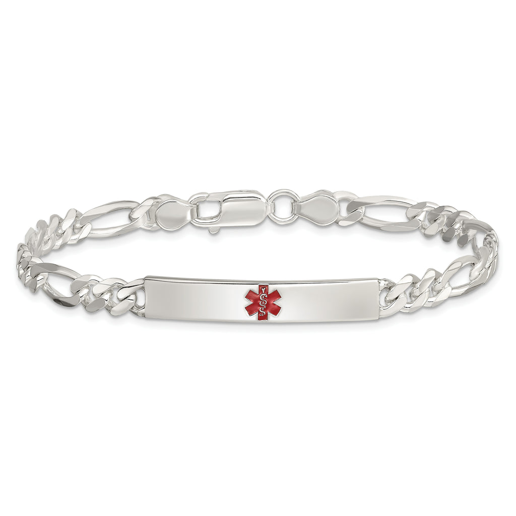 Women's Sterling Silver Figaro Medical ID Bracelet 6mm