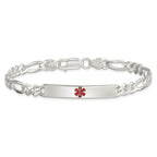 Women's Sterling Silver Figaro Medical ID Bracelet 6mm