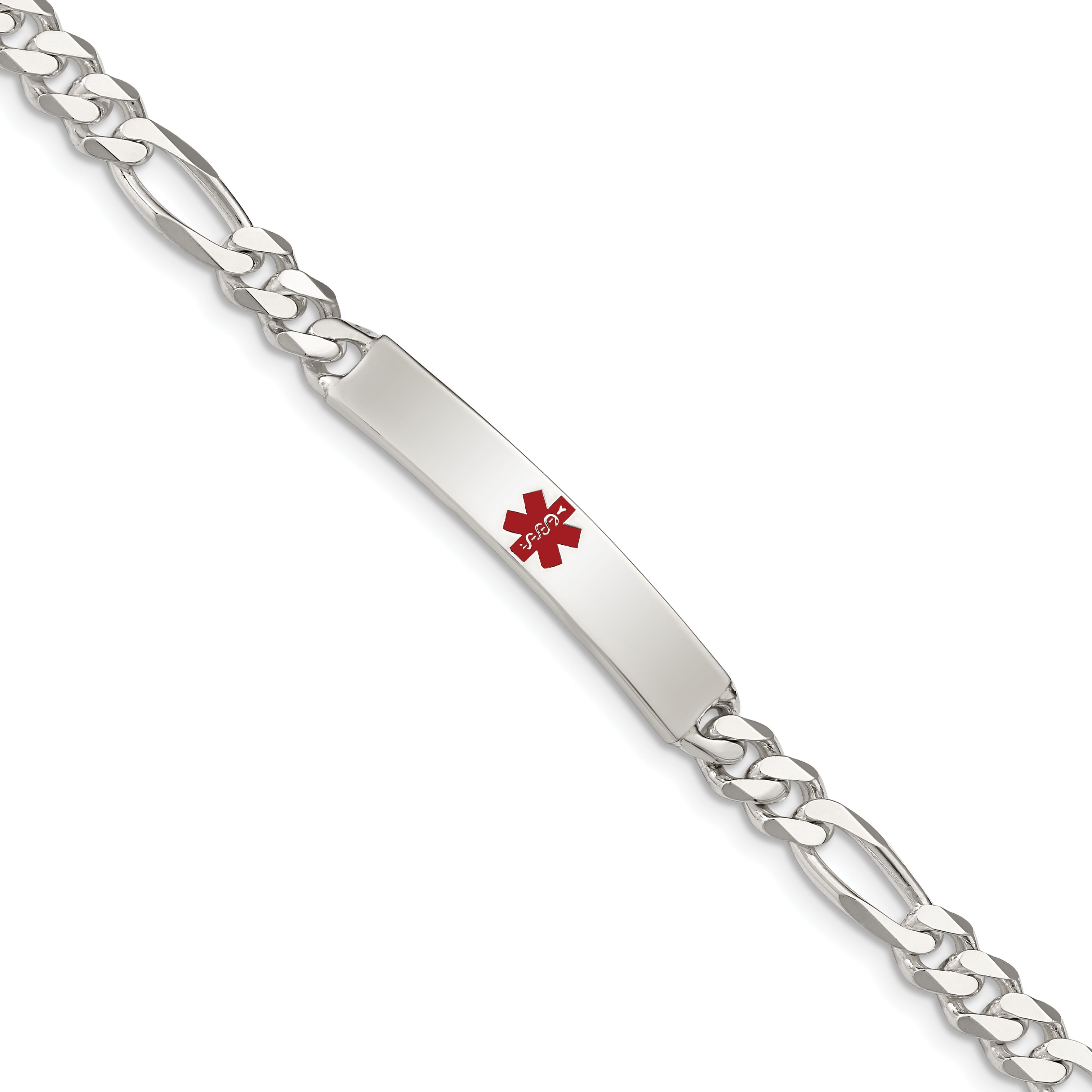 Women's Sterling Silver Figaro Medical ID Bracelet 6mm Main image