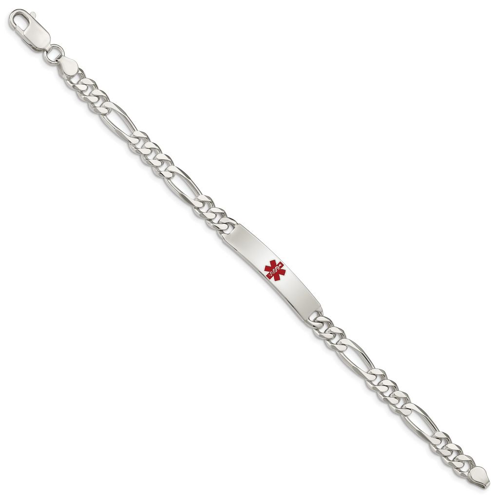 Women's Sterling Silver Figaro Medical ID Bracelet 7mm