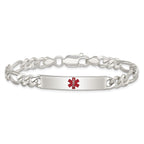 Women's Sterling Silver Figaro Medical ID Bracelet 7mm