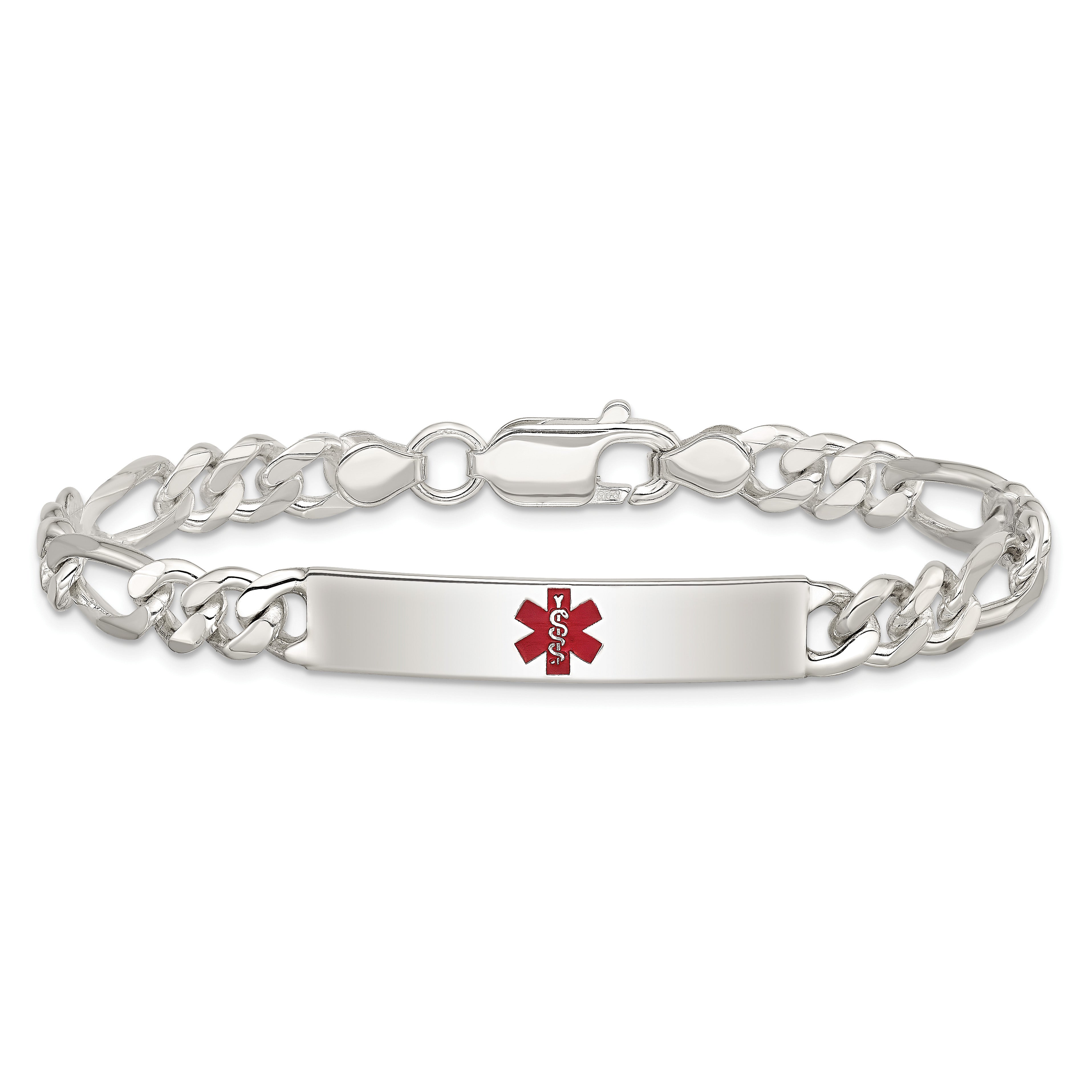 Women's Sterling Silver Figaro Medical ID Bracelet 7mm