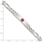 Women's Sterling Silver Figaro Medical ID Bracelet 7mm