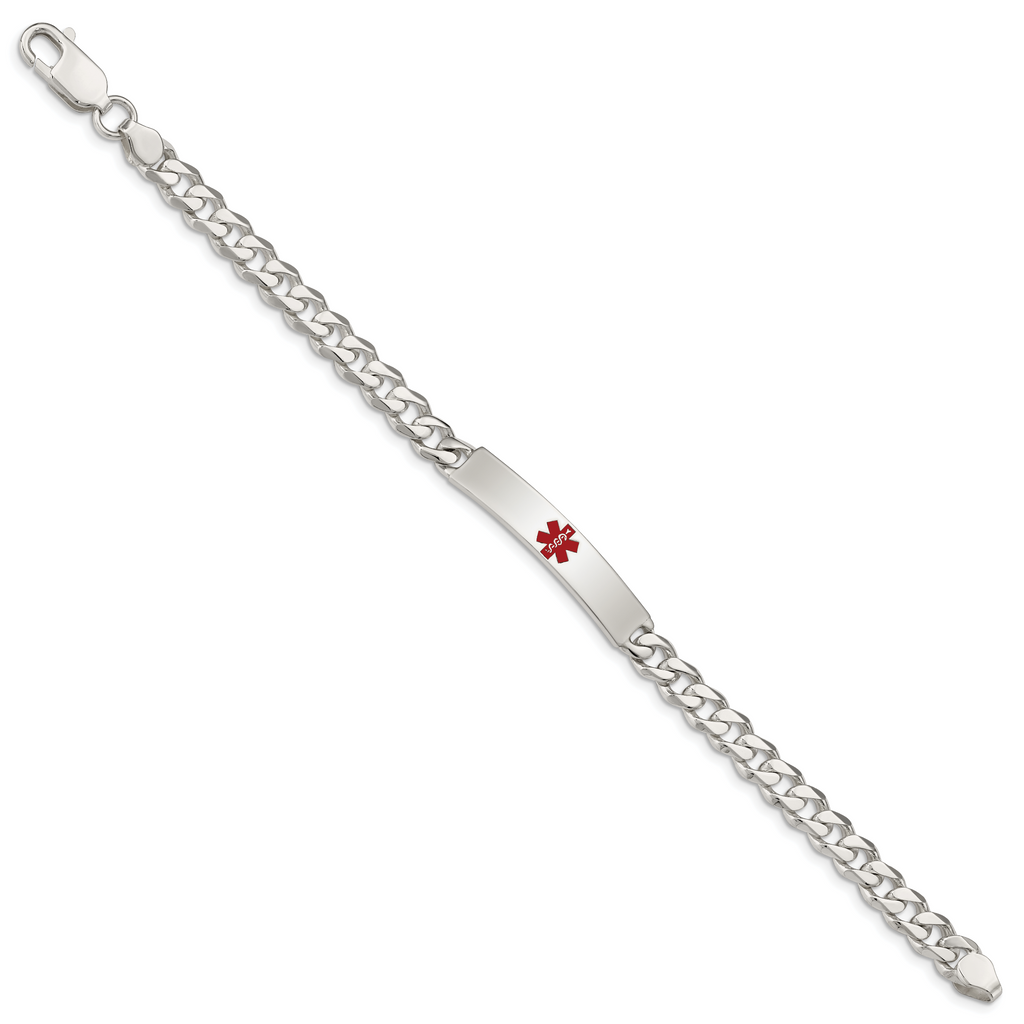 Women's Sterling Silver Curb Medical ID Bracelet 6mm