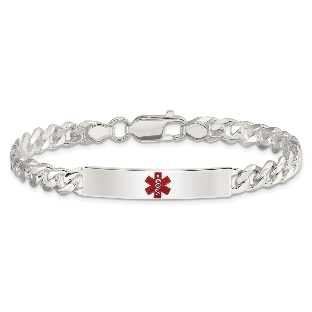 Women's Sterling Silver Curb Medical ID Bracelet 6mm