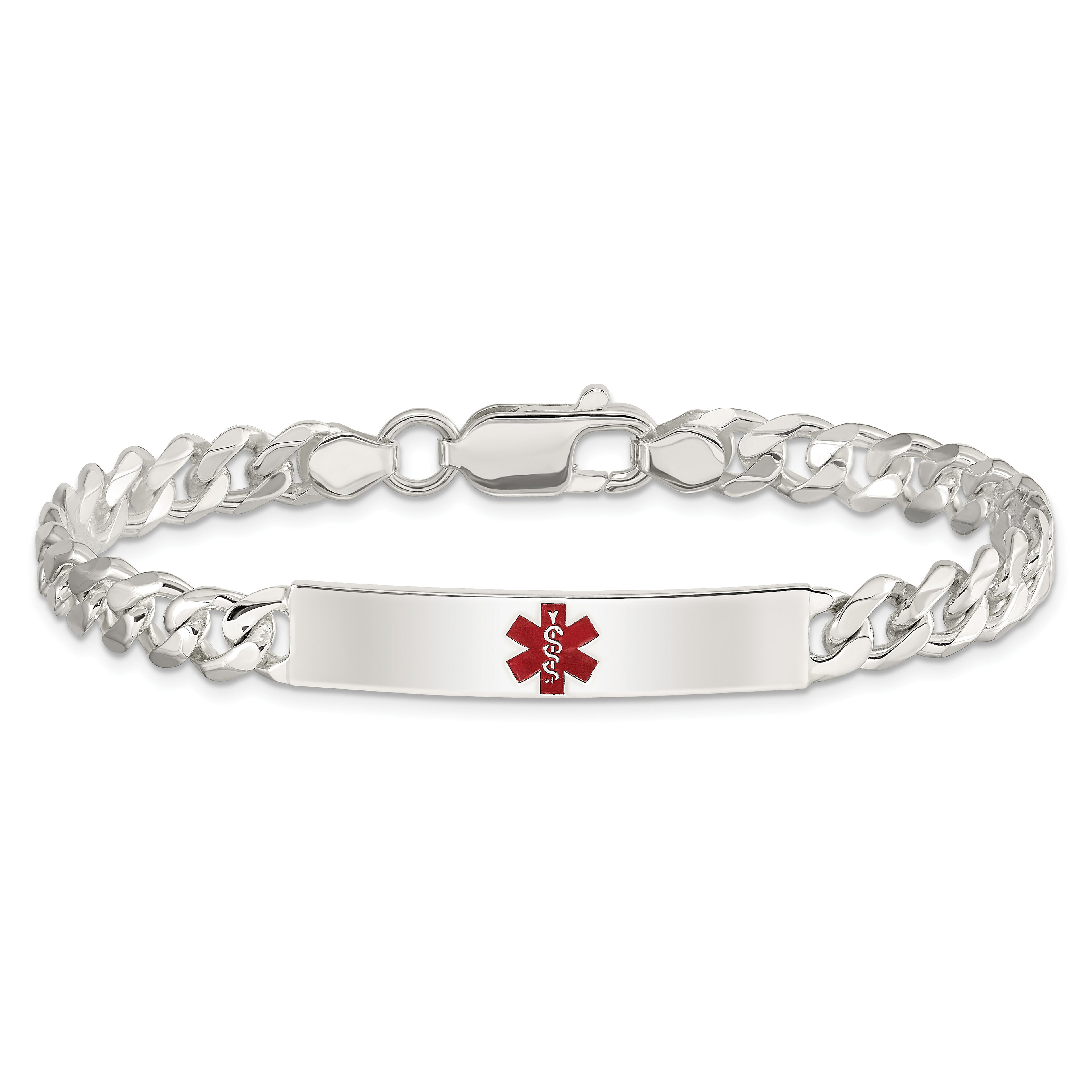Women's Sterling Silver Curb Medical ID Bracelet 6mm
