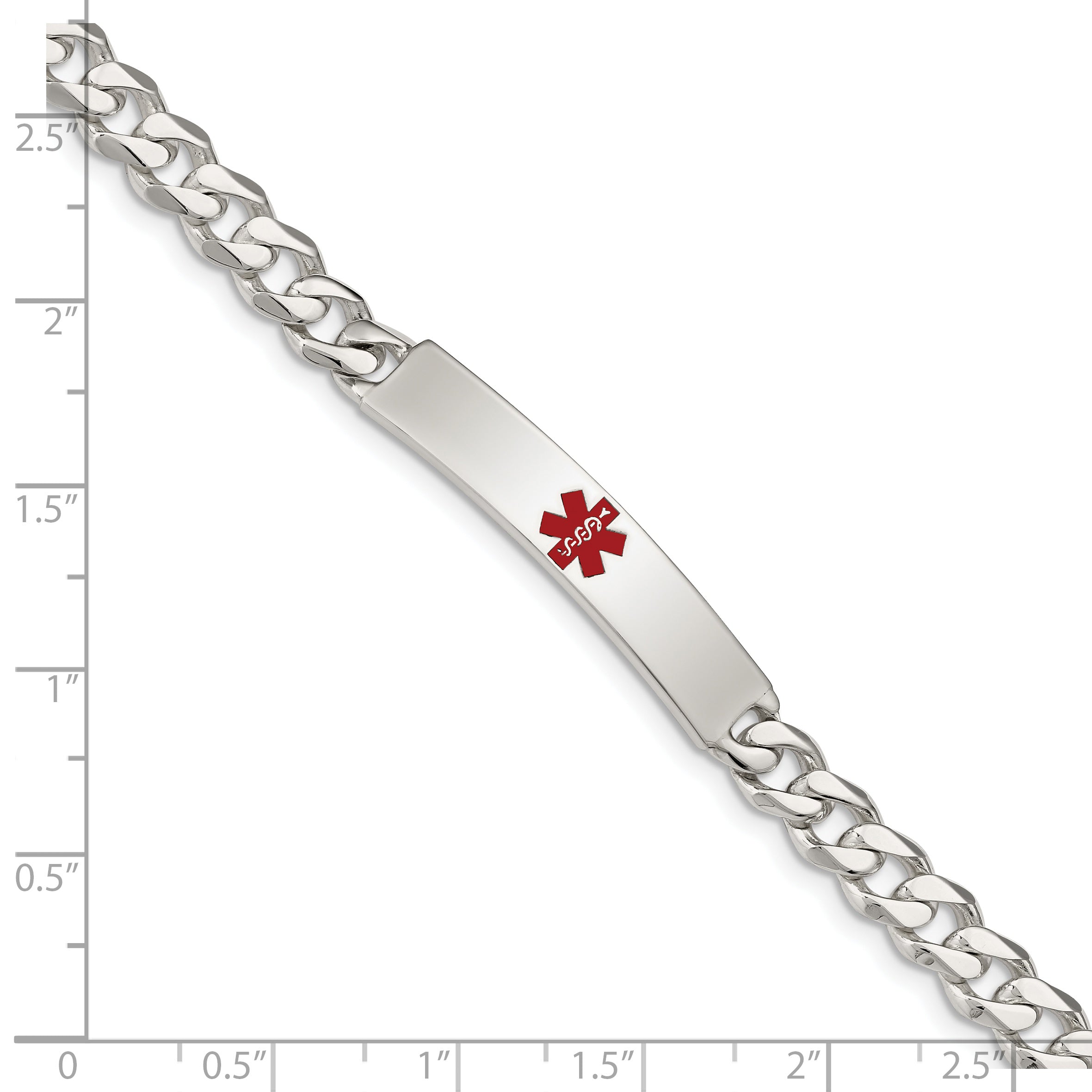Women's Sterling Silver Curb Medical ID Bracelet 6mm