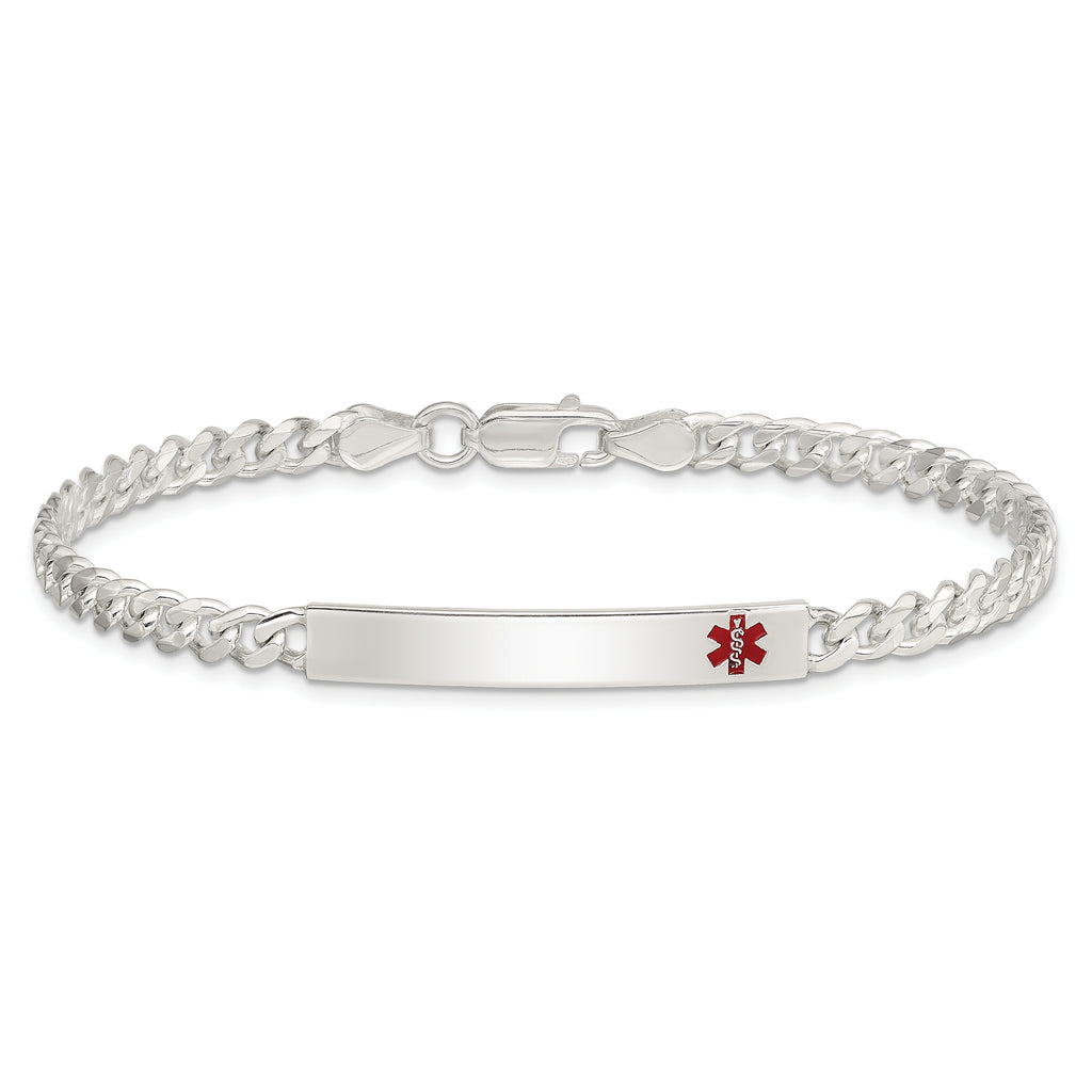 Women's Sterling Silver Curb Medical ID Bracelet 4mm