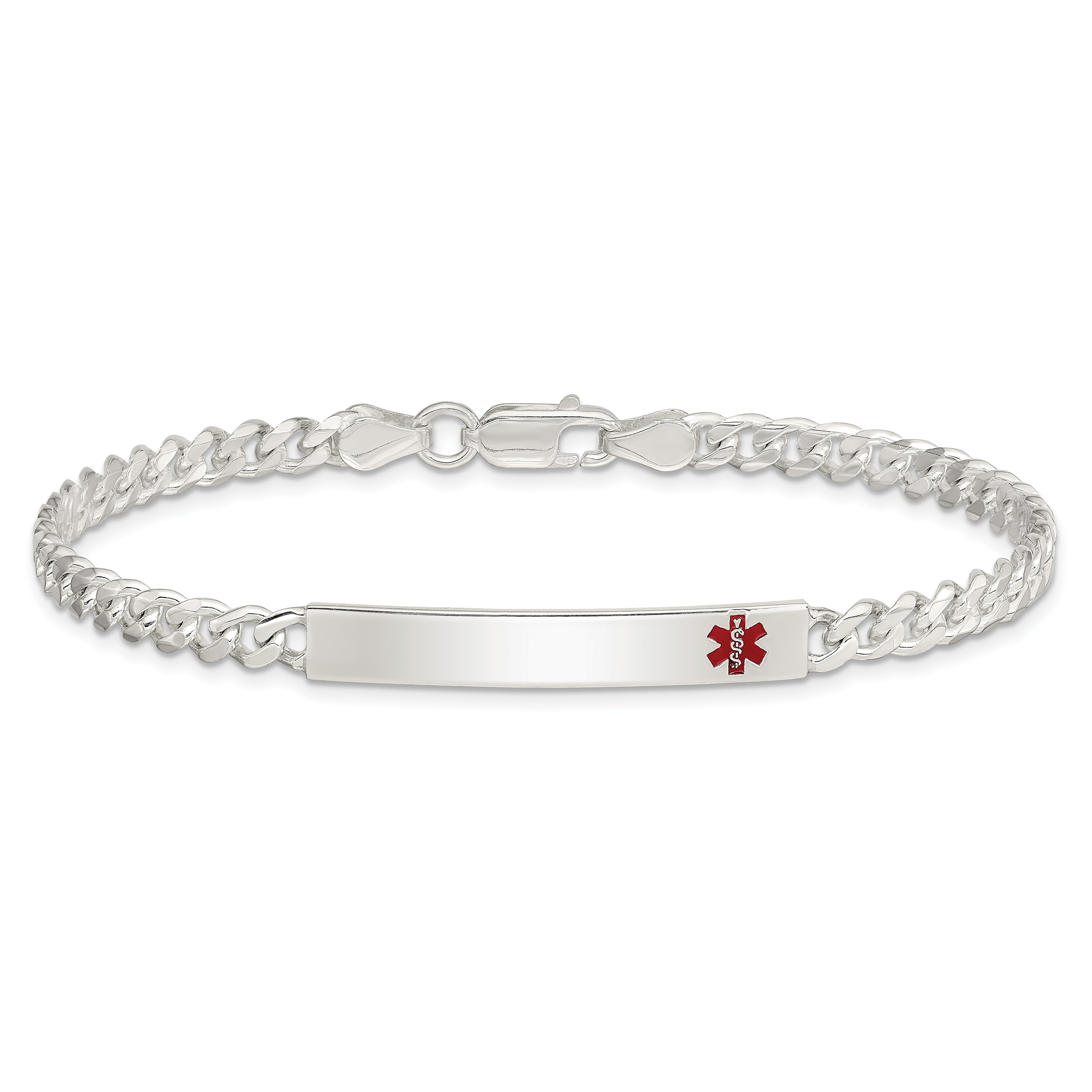 Women's Sterling Silver Curb Medical ID Bracelet 4mm
