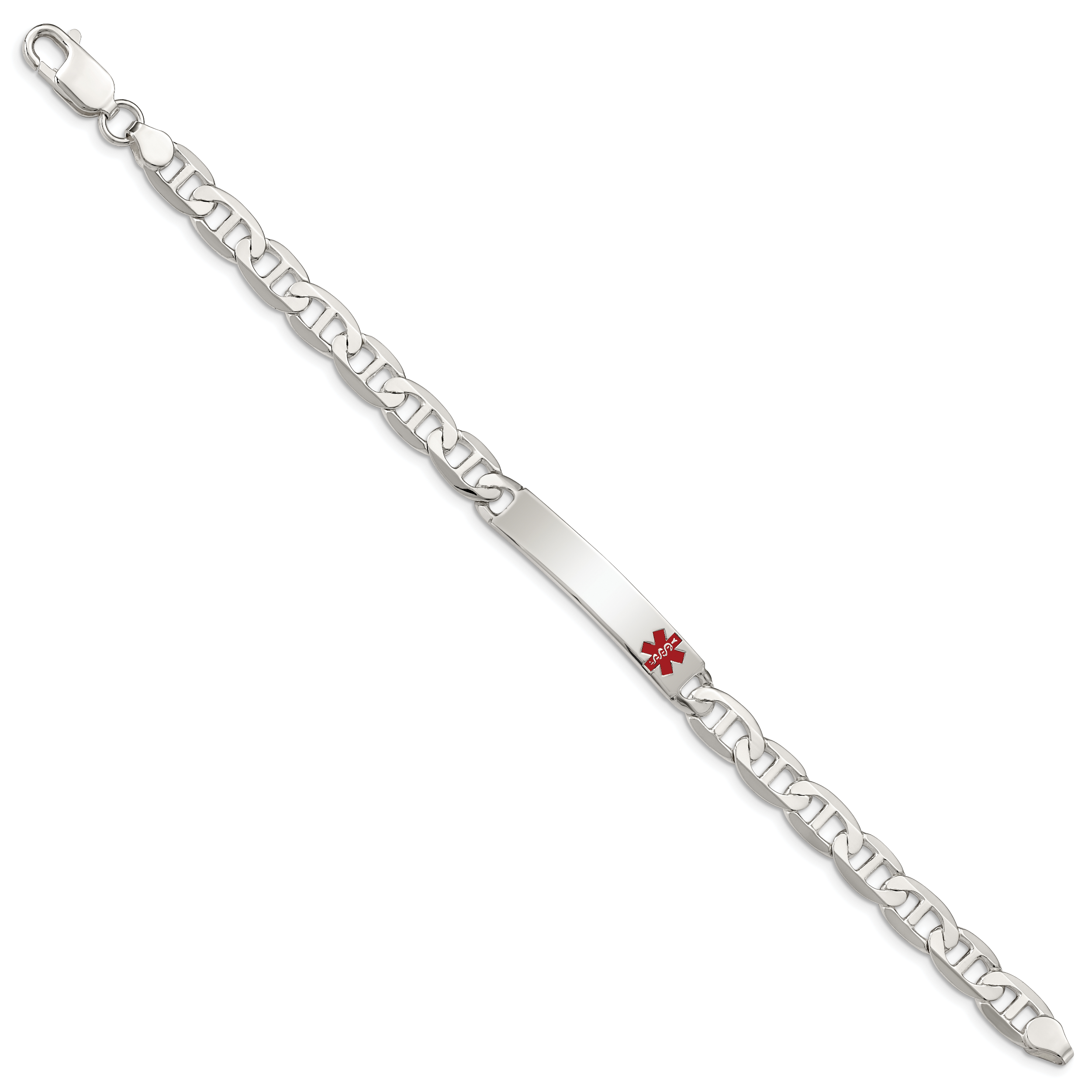 Sterling Silver Polished Medical Anchor Link ID Bracelet Secondary image
