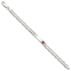 Women's Sterling Silver Anchor Medical ID Bracelet 7mm
