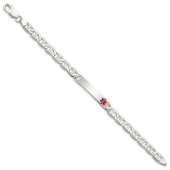 Sterling Silver Polished Medical Anchor Link ID Bracelet