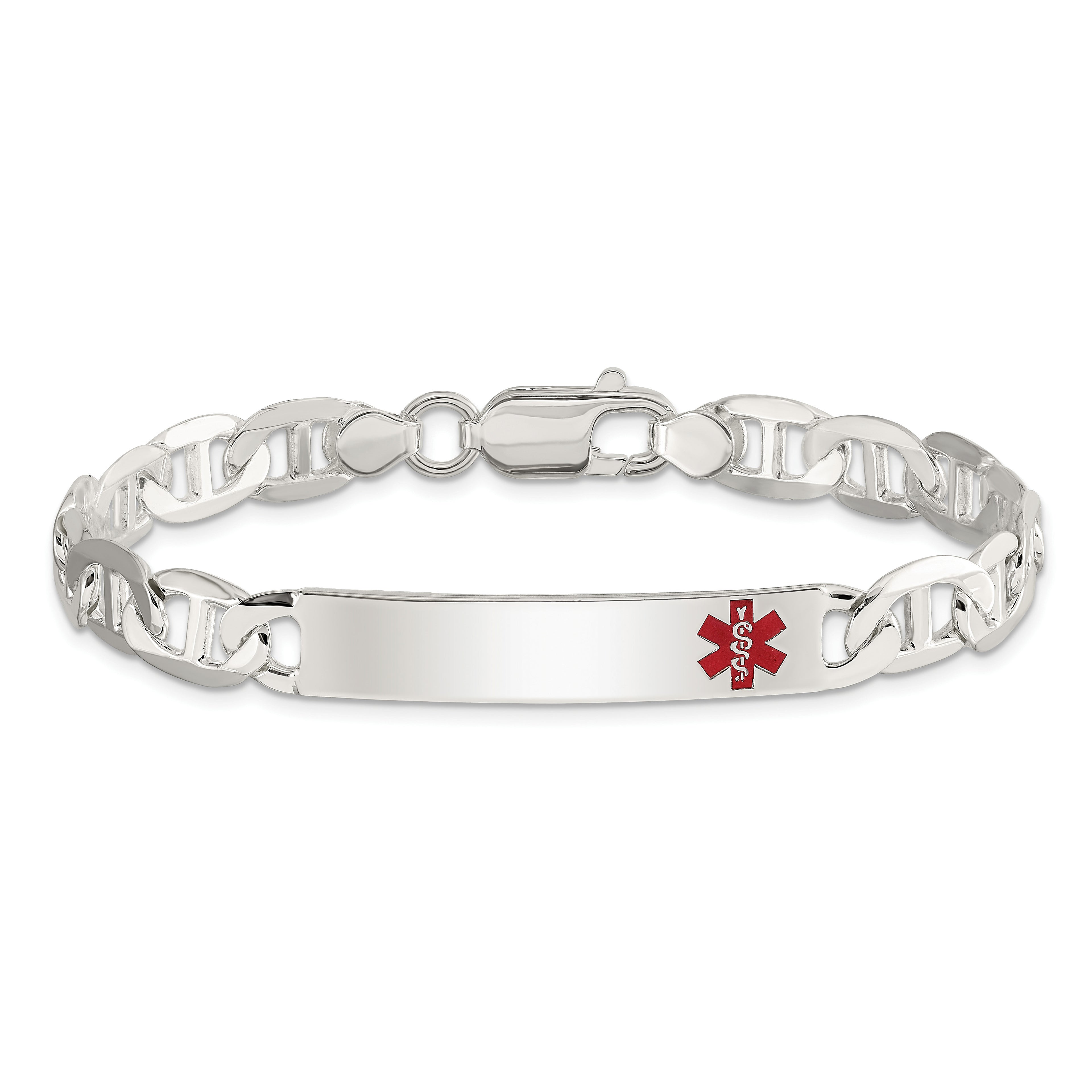 Women's Sterling Silver Anchor Medical ID Bracelet 7mm
