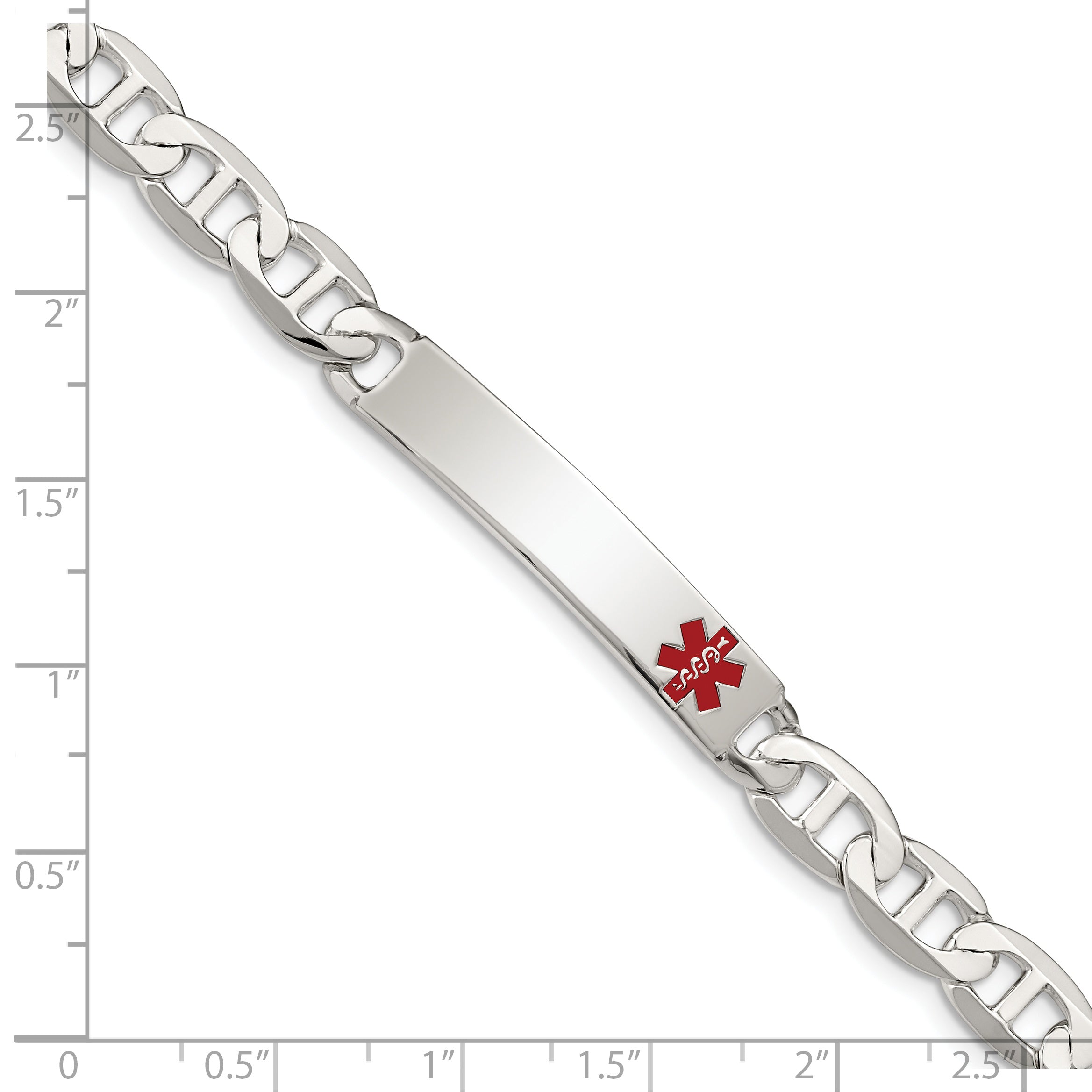 Women's Sterling Silver Anchor Medical ID Bracelet 7mm