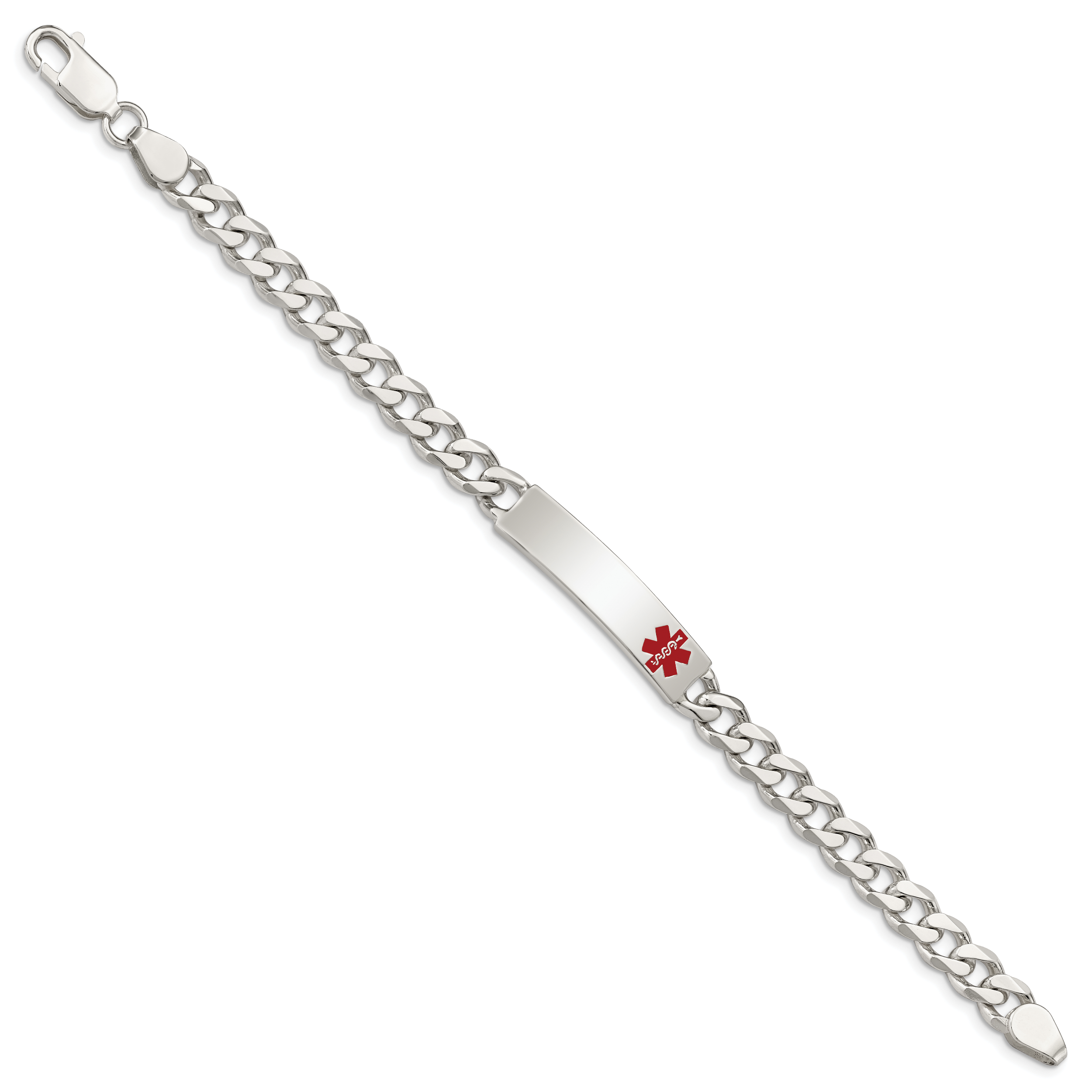 Sterling Silver Polished Medical Curb Link ID Bracelet Secondary image