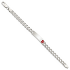 Sterling Silver Polished Medical Curb Link ID Bracelet