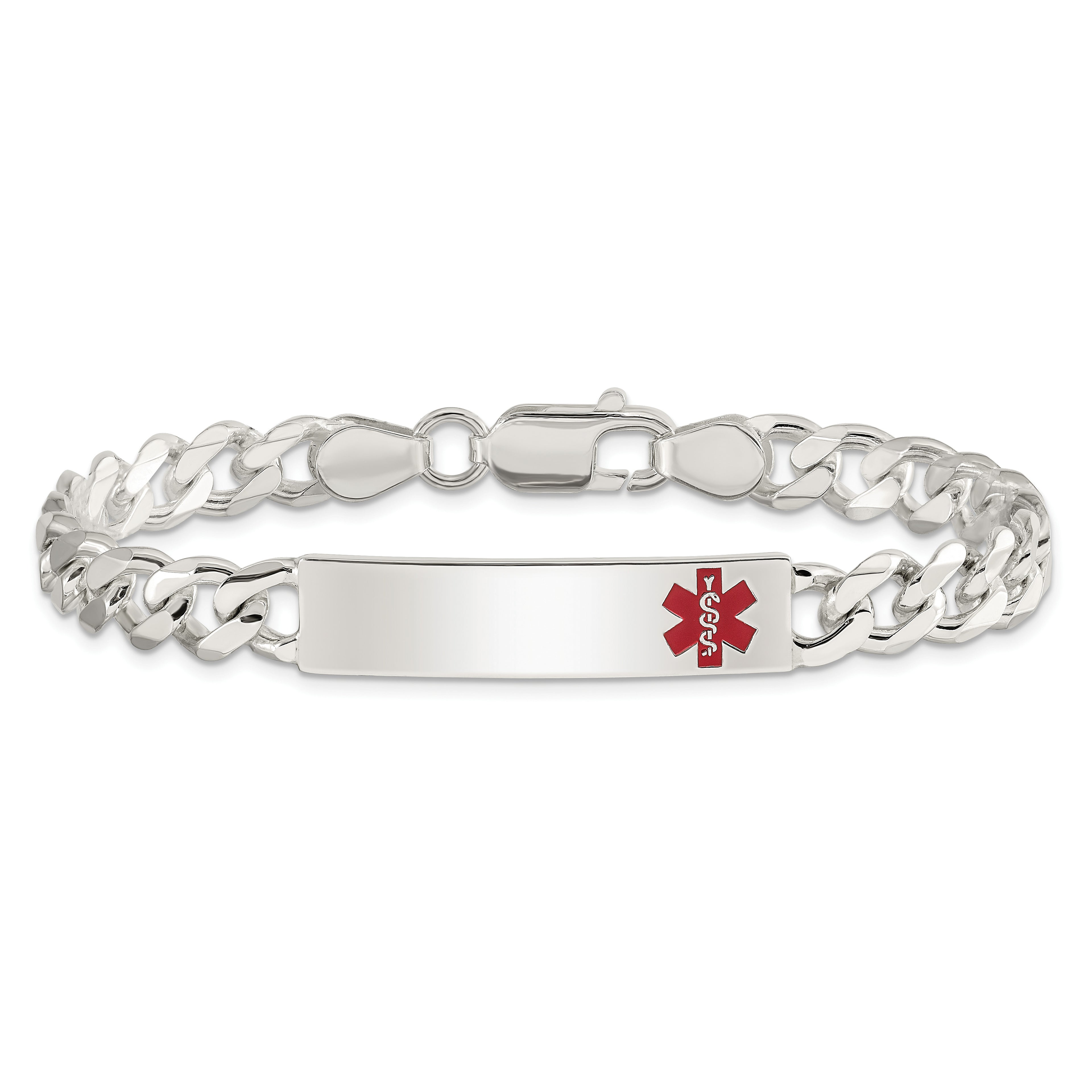 Women's Sterling Silver Curb Medical ID Bracelet 7mm