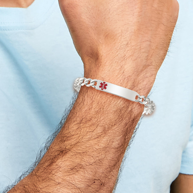 Women's Sterling Silver Curb Medical ID Bracelet 7mm