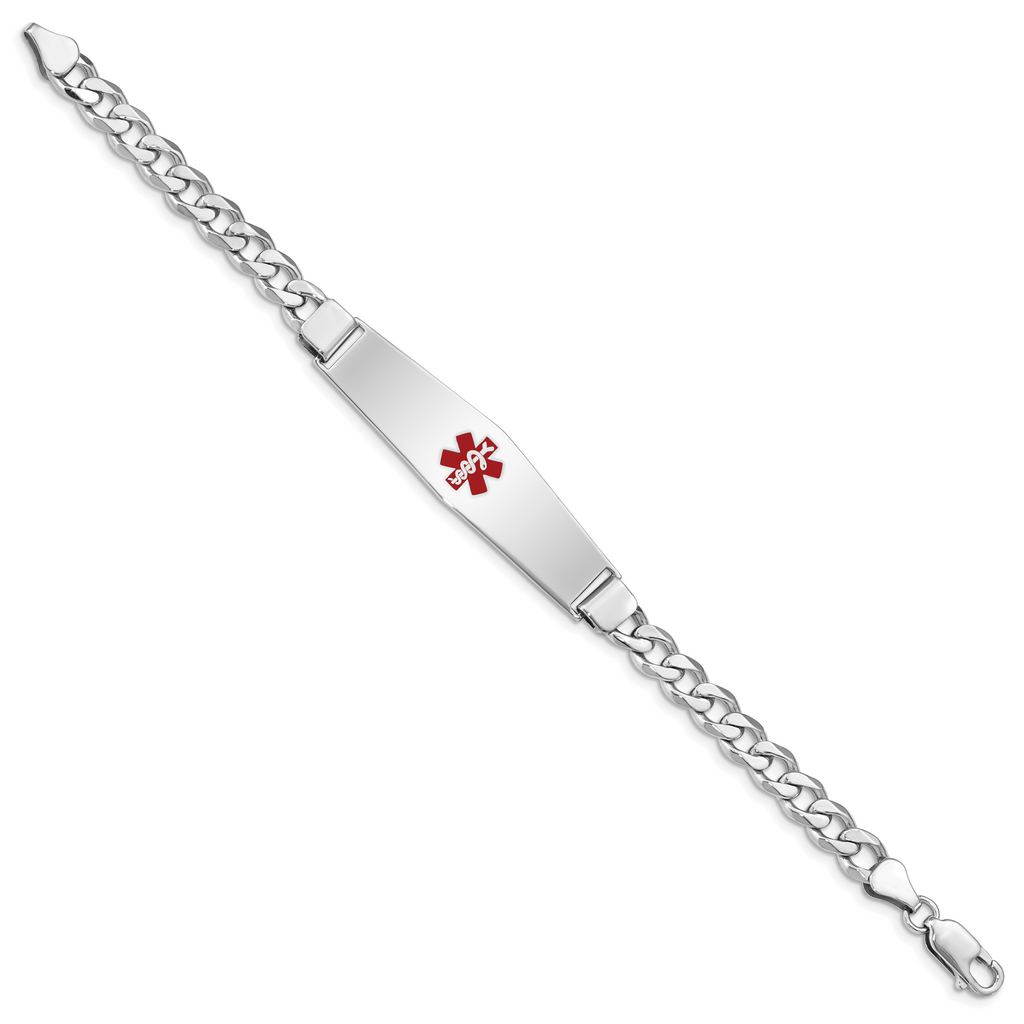Women's Sterling Silver Rhodium-Plated Curb Medical ID Bracelet 7mm