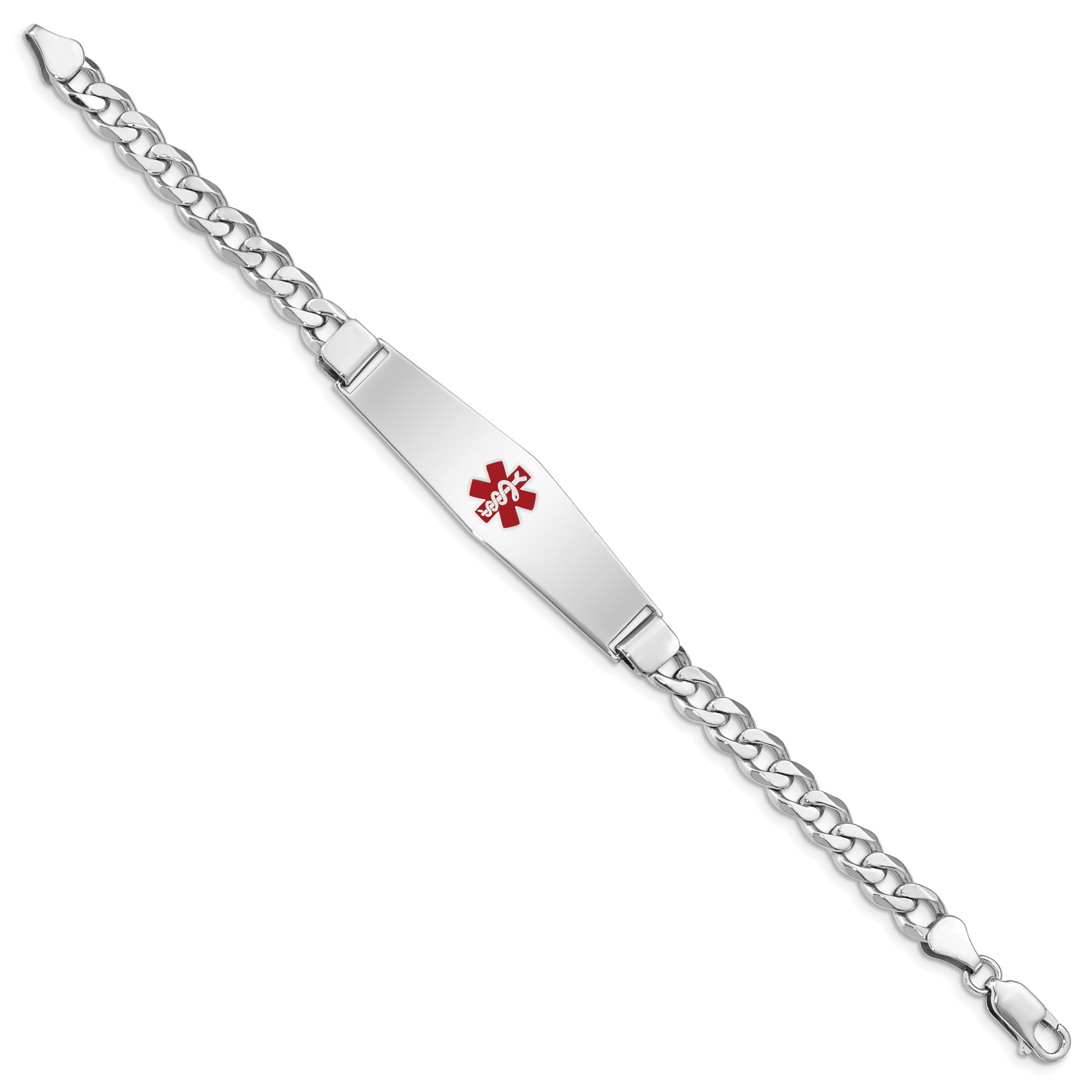 Sterling Silver Rhodium-plated Medical ID Curb Link Bracelet Secondary image