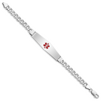 Sterling Silver Rhodium-plated Medical ID Curb Link Bracelet