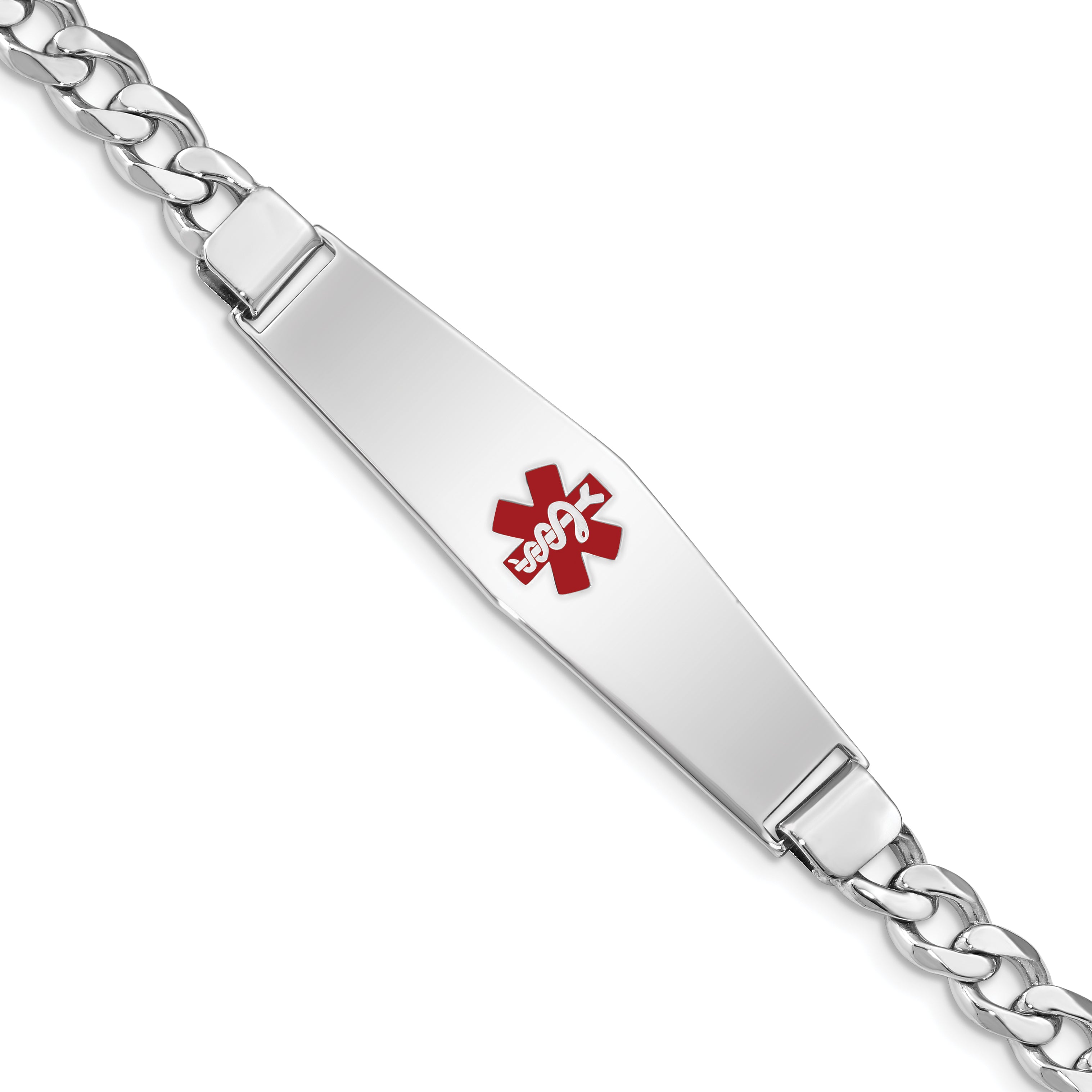 Sterling Silver Rhodium-plated Medical ID Curb Link Bracelet Main image